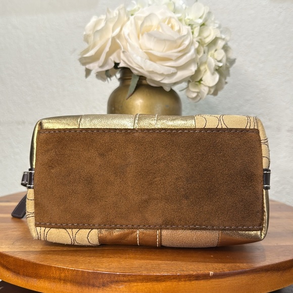 Coach Gold Patchwork Suede Small Purse Handbag - Picture 12 of 15
